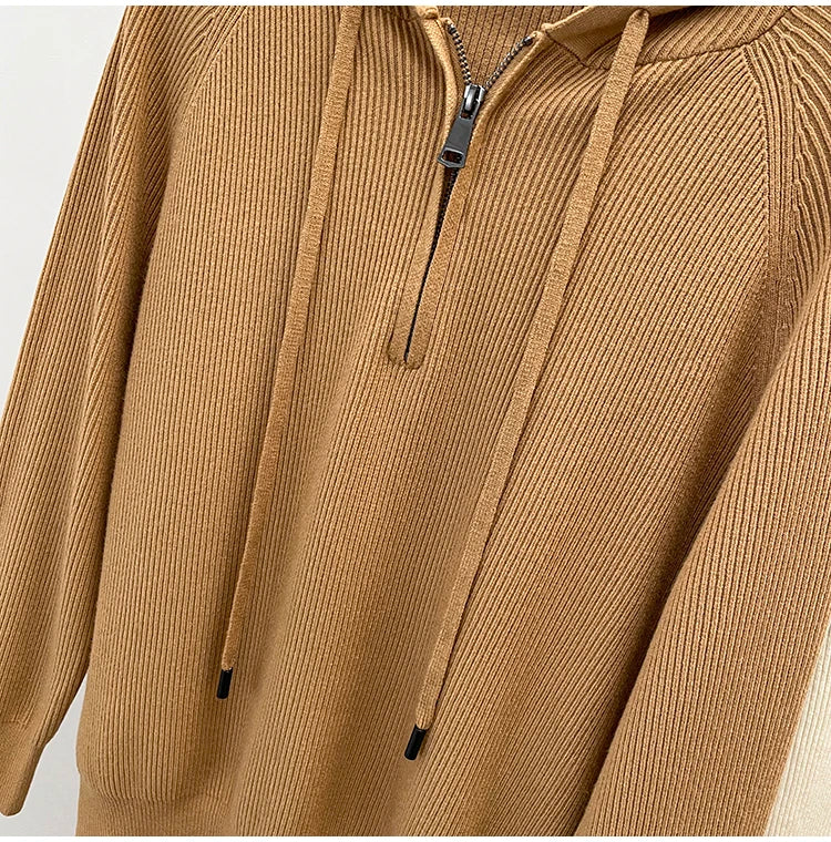 Plus Size 2024 Autumn New Zipper Half Open Collar Hoodie Women&