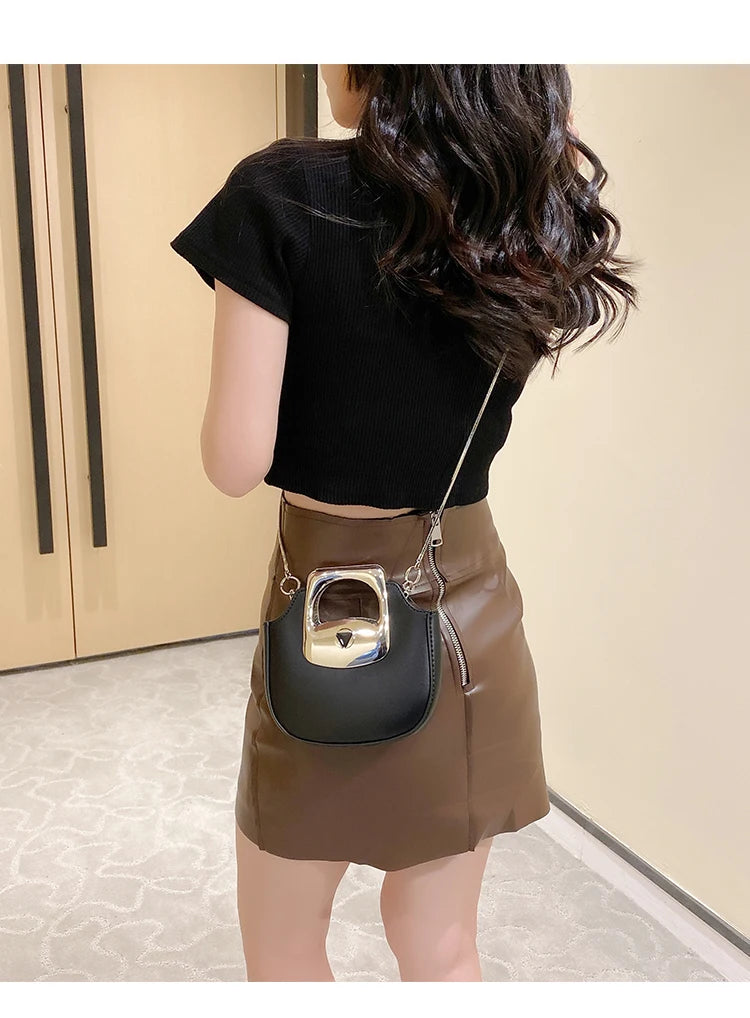 Metallic Luxury PU Leather Mini Crossbody Bags For Woman