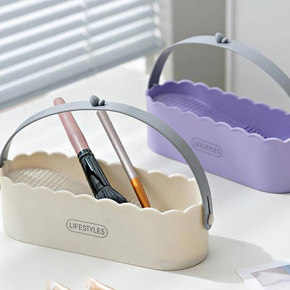 Rubber Mackup Brush Cleaning Tool Cosmetics Storage Box