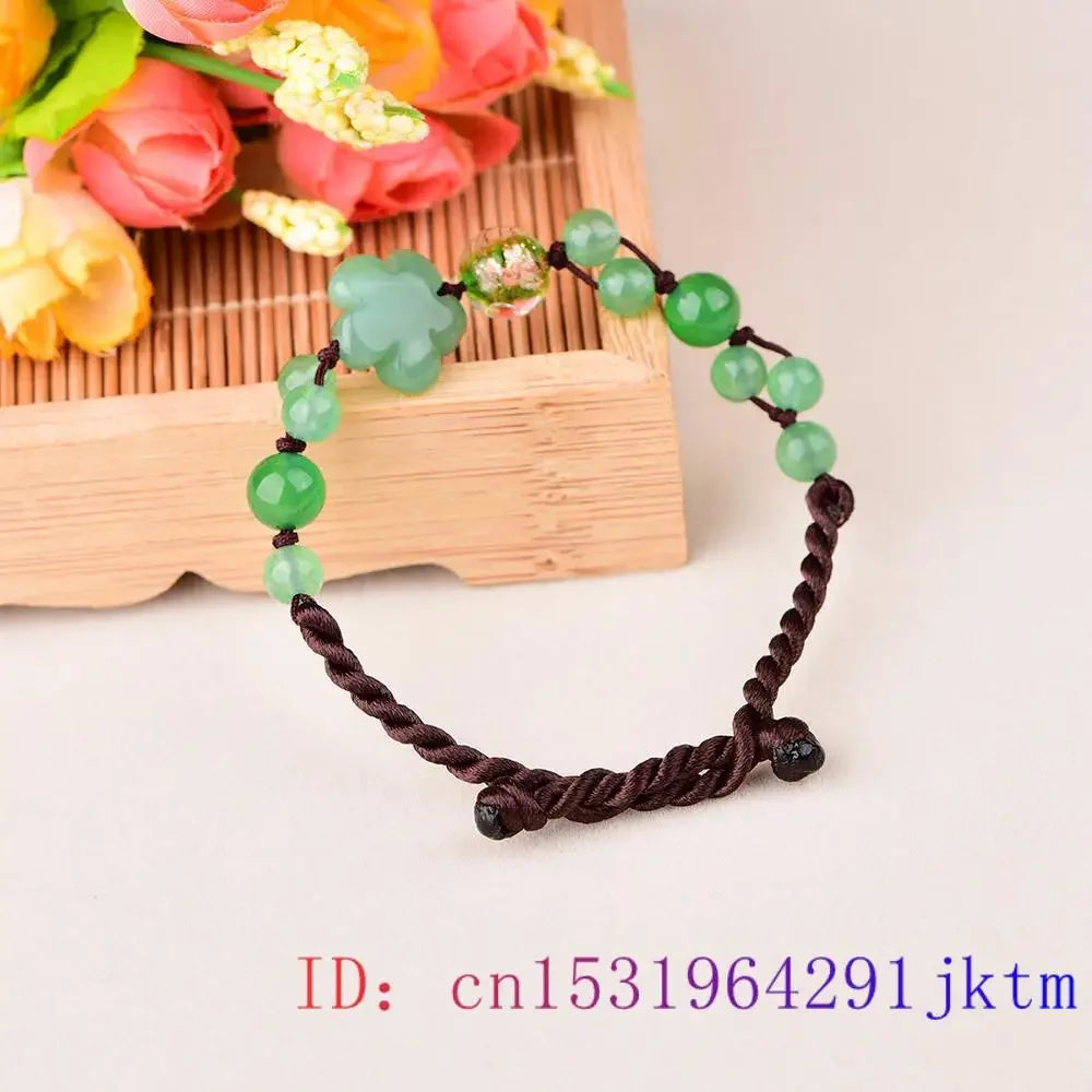 Jade Flower Anklets for Women Jewelry Gifts Green  Gemstones Men Luxury Designer