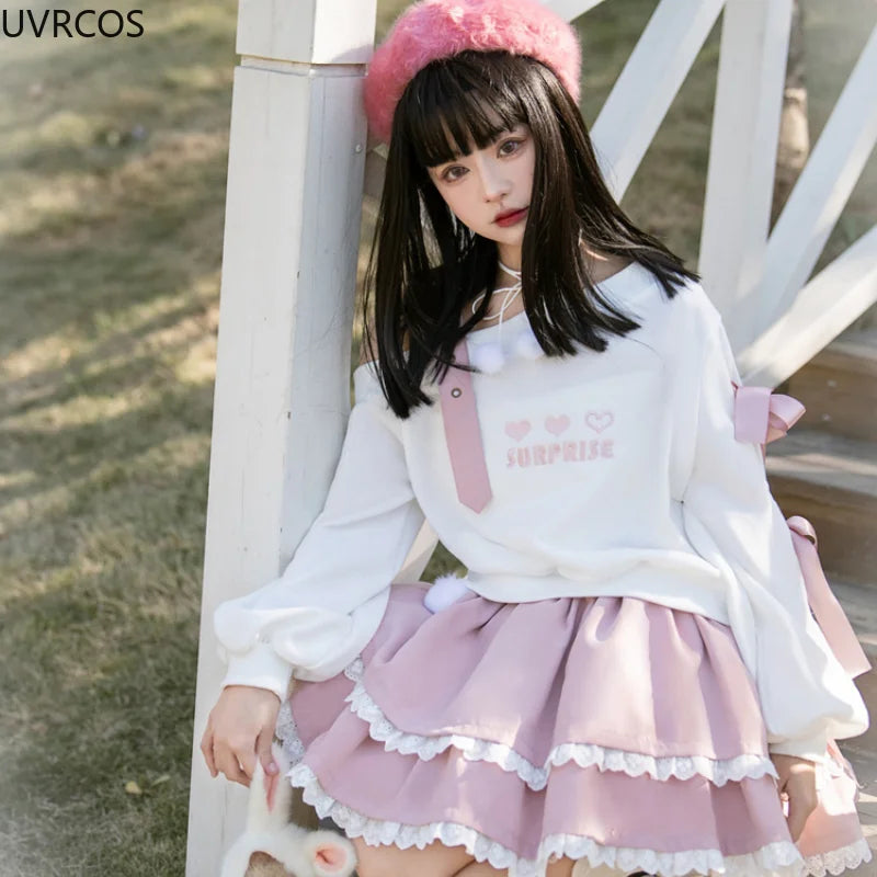 Spring Chic Gothic Skirt Sets Japan Girls Sweet Lolita