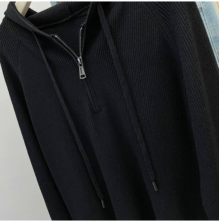 Plus Size 2024 Autumn New Zipper Half Open Collar Hoodie Women&