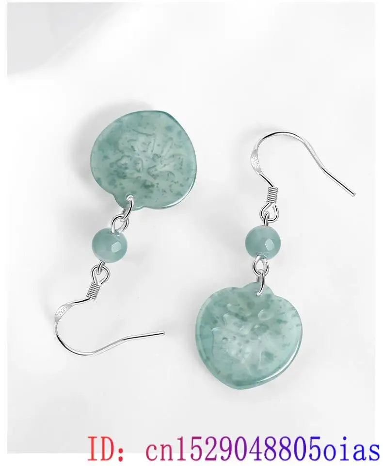 Blue Burmese Jadeite Fu Earrings Stone Luxury