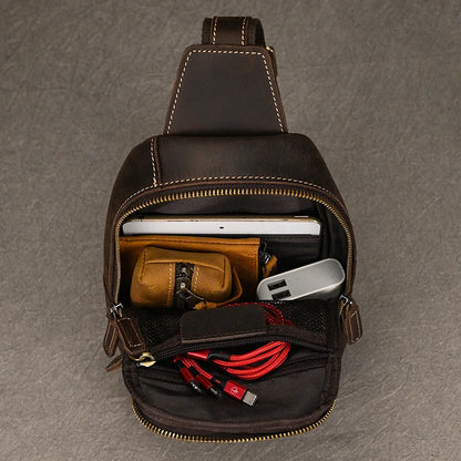 New Design Luxury Mulitifunction Chest Bag For Men Genuine Leather