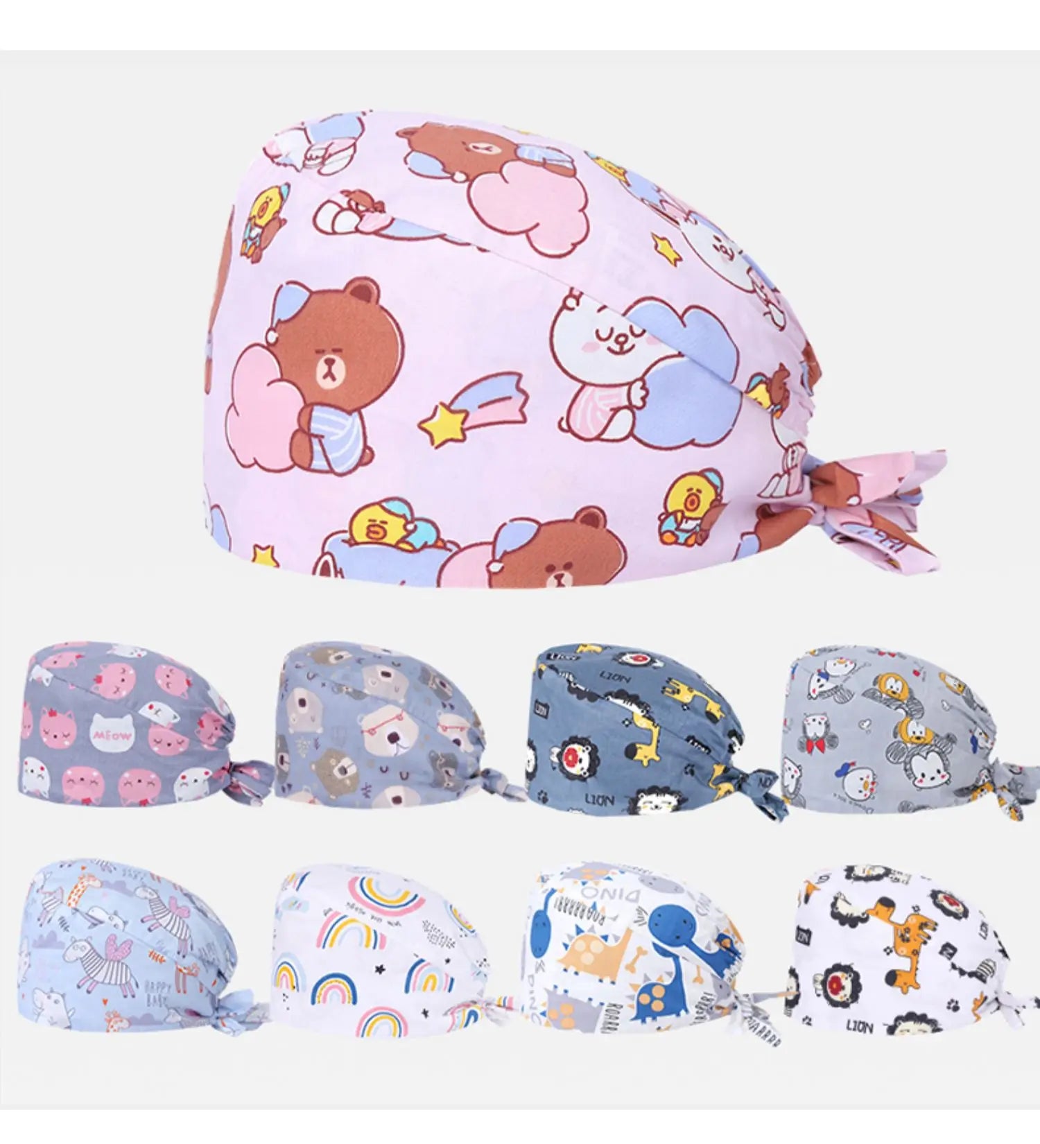 Bear Unisex Scrub Caps  Surgical Hats Sweat-absorbent Cotton Pet