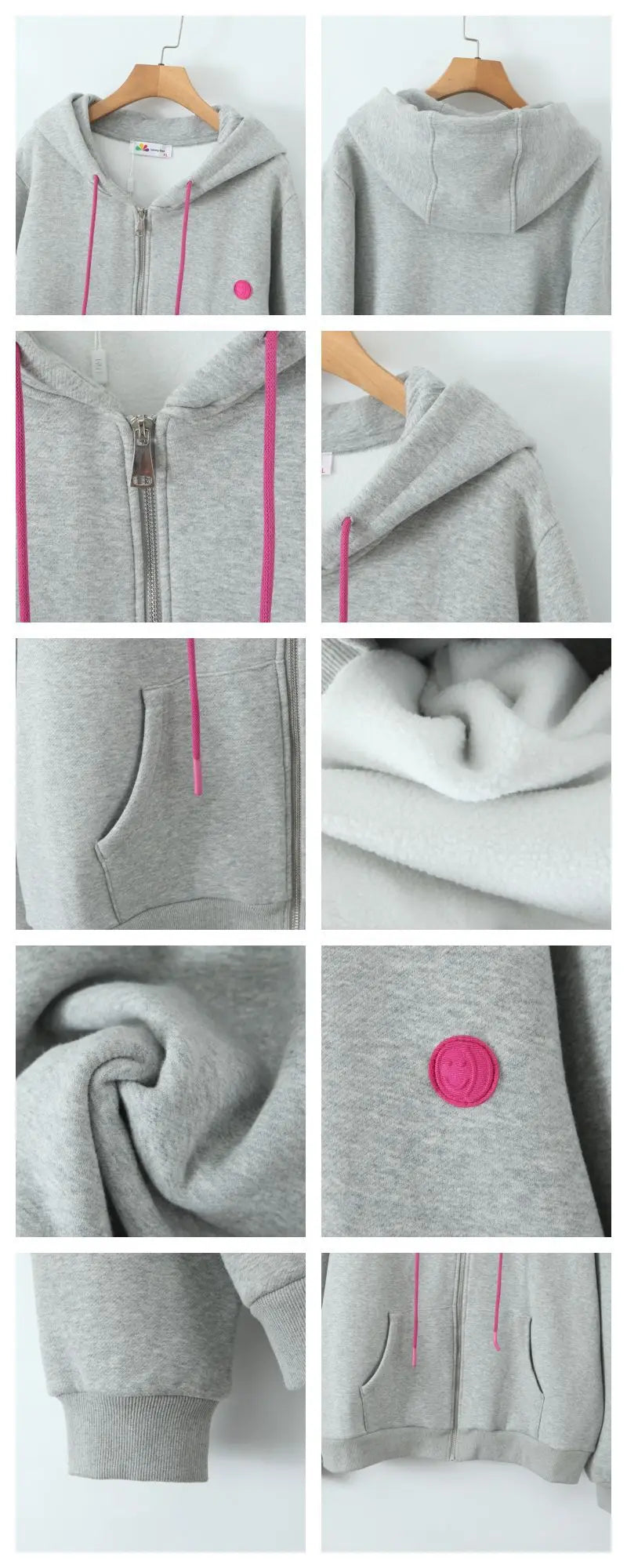 fleece-lined zip-up Hoodie Women Plus Size Good Quality