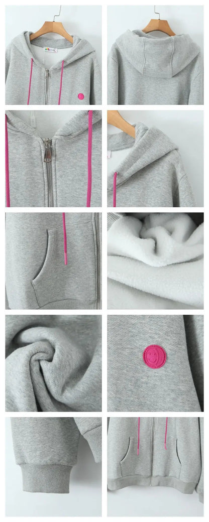 fleece-lined zip-up Hoodie Women Plus Size Good Quality