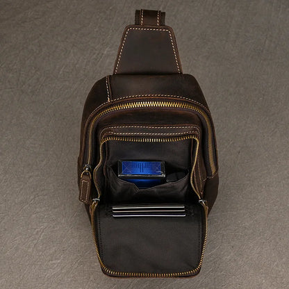 New Design Luxury Mulitifunction Chest Bag For Men Genuine Leather