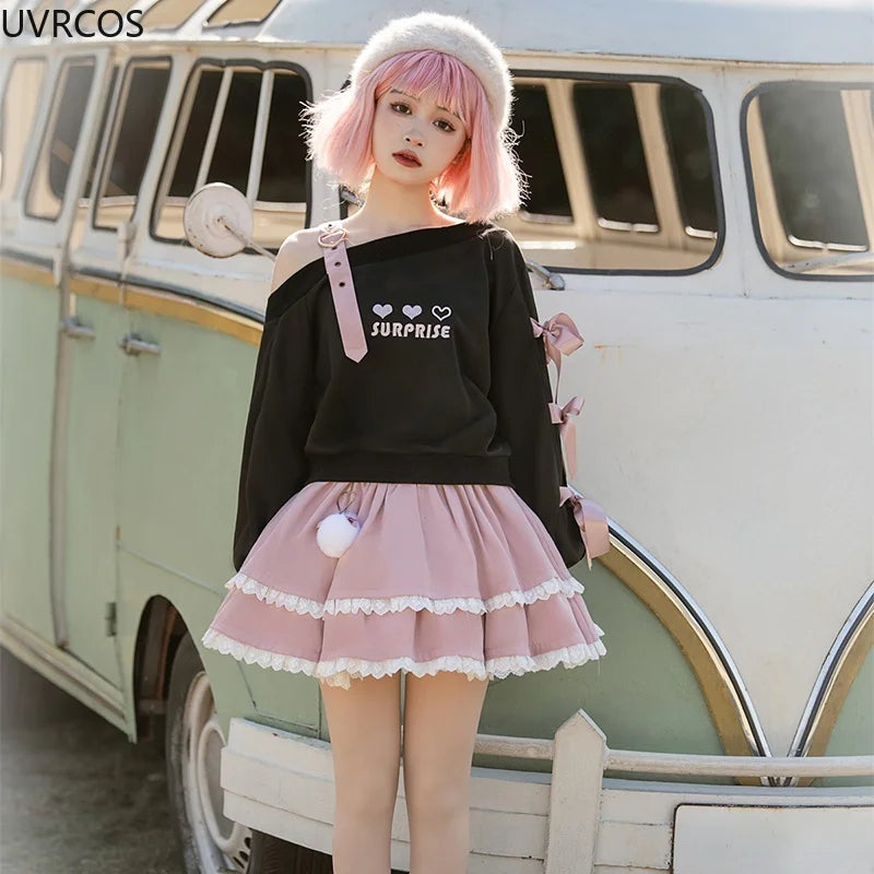 Spring Chic Gothic Skirt Sets Japan Girls Sweet Lolita