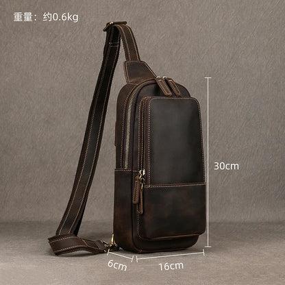 New Design Luxury Mulitifunction Chest Bag For Men Genuine Leather