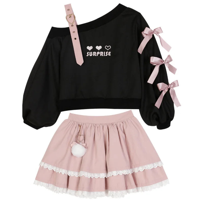 Spring Chic Gothic Skirt Sets Japan Girls Sweet Lolita