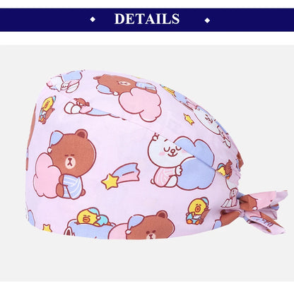 Bear Unisex Scrub Caps  Surgical Hats Sweat-absorbent Cotton Pet