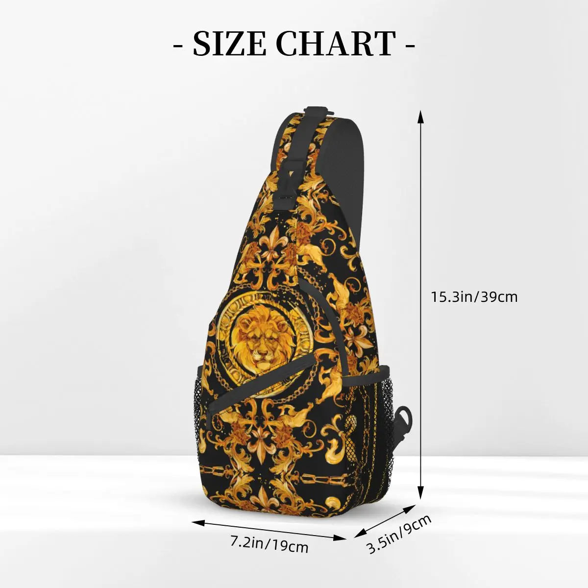 Golden Lion Damask Small Sling Bags Chest Crossbody Shoulder