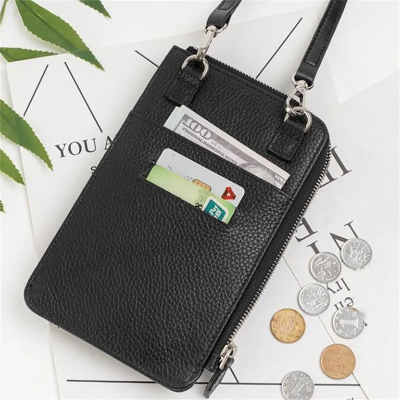 Fashion Genuine Leather Phone Crossbody Bag