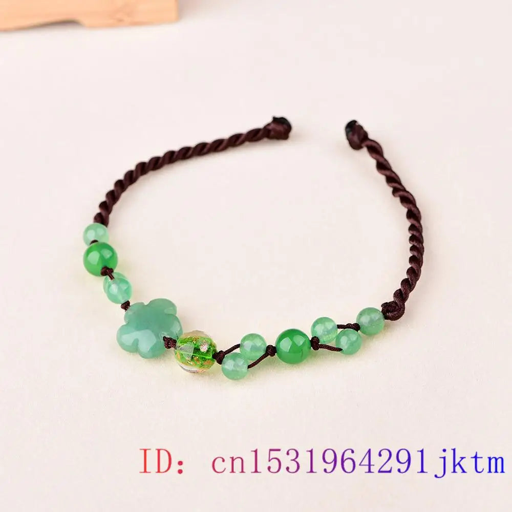 Jade Flower Anklets for Women Jewelry Gifts Green  Gemstones Men Luxury Designer