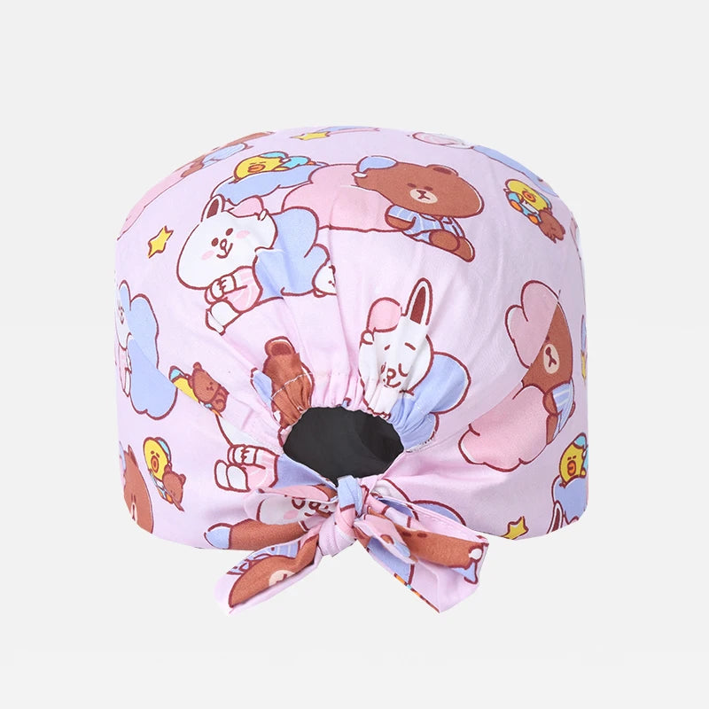 Bear Unisex Scrub Caps  Surgical Hats Sweat-absorbent Cotton Pet