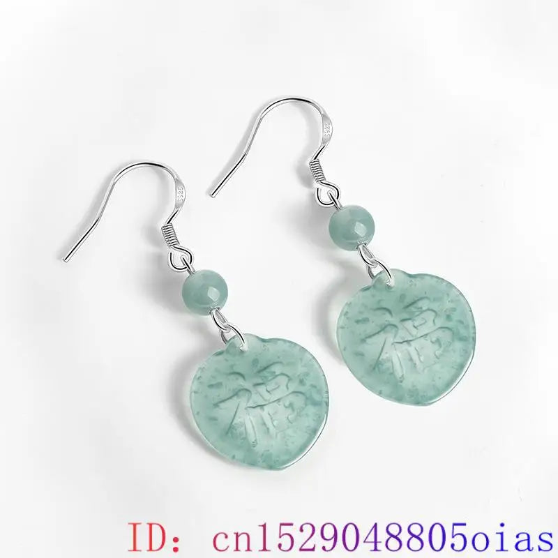 Blue Burmese Jadeite Fu Earrings Stone Luxury