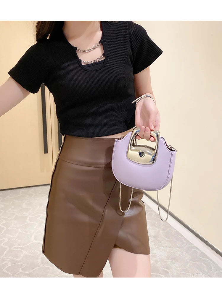 Metallic Luxury PU Leather Mini Crossbody Bags For Woman