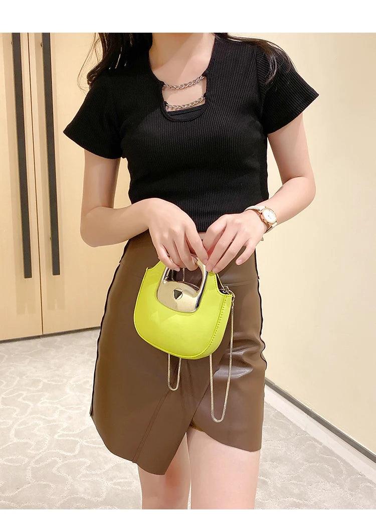 Metallic Luxury PU Leather Mini Crossbody Bags For Woman