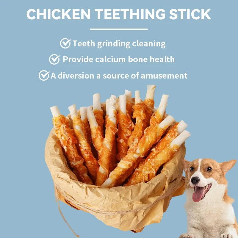 Pet Dog Snacks Teeth Cleaning Grinding Stick Chicken Wrap