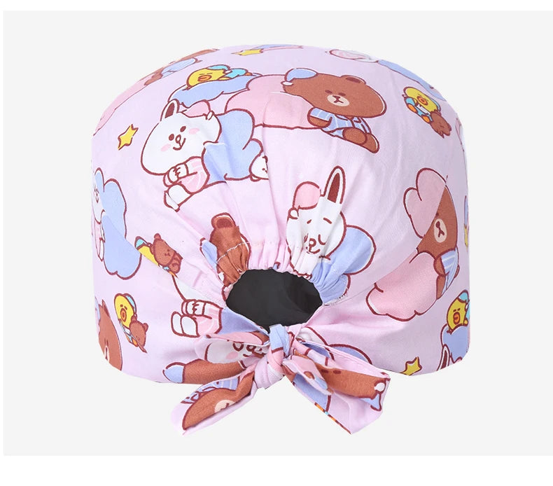 Bear Unisex Scrub Caps  Surgical Hats Sweat-absorbent Cotton Pet