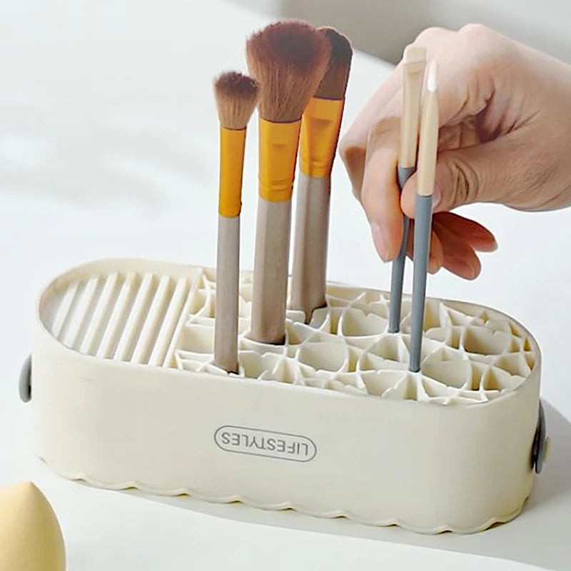 Rubber Mackup Brush Cleaning Tool Cosmetics Storage Box