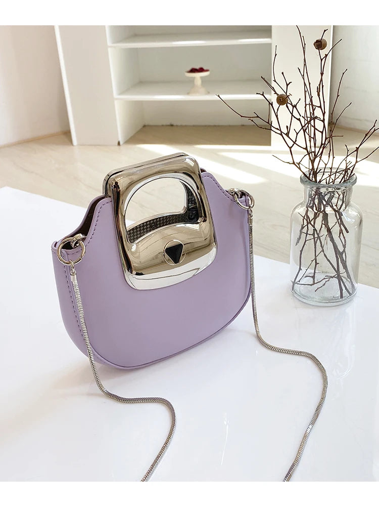 Metallic Luxury PU Leather Mini Crossbody Bags For Woman