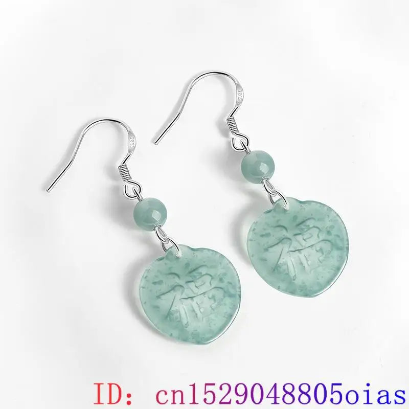 Blue Burmese Jadeite Fu Earrings Stone Luxury