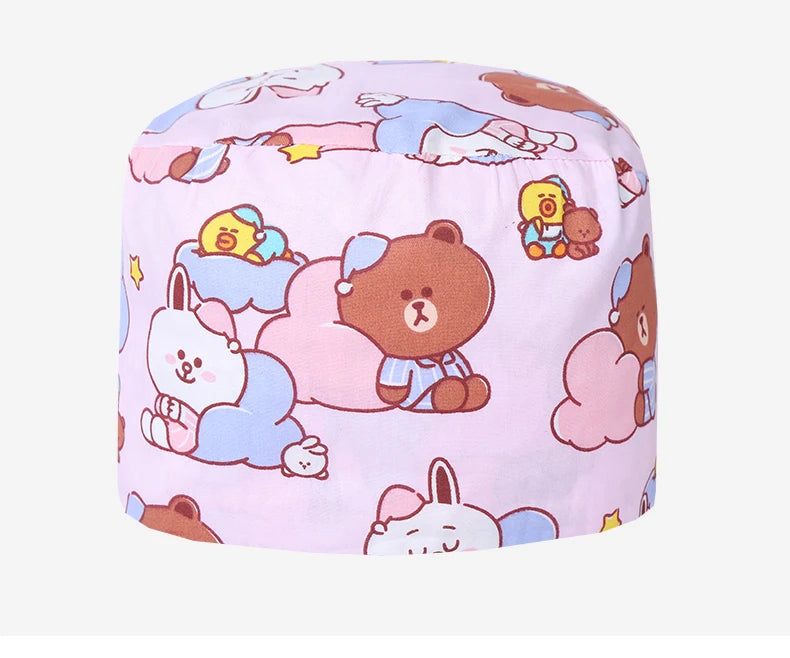 Bear Unisex Scrub Caps  Surgical Hats Sweat-absorbent Cotton Pet